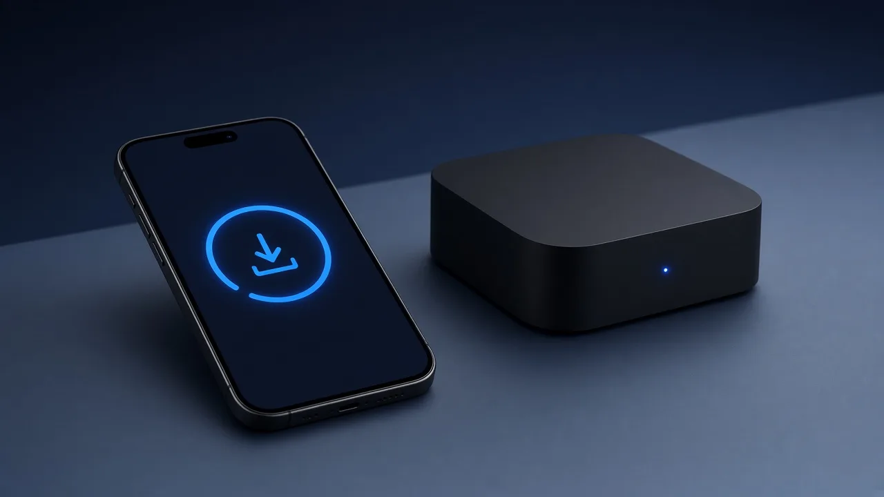 A phone showing the IBOB Player APK install progress next to an Android TV box